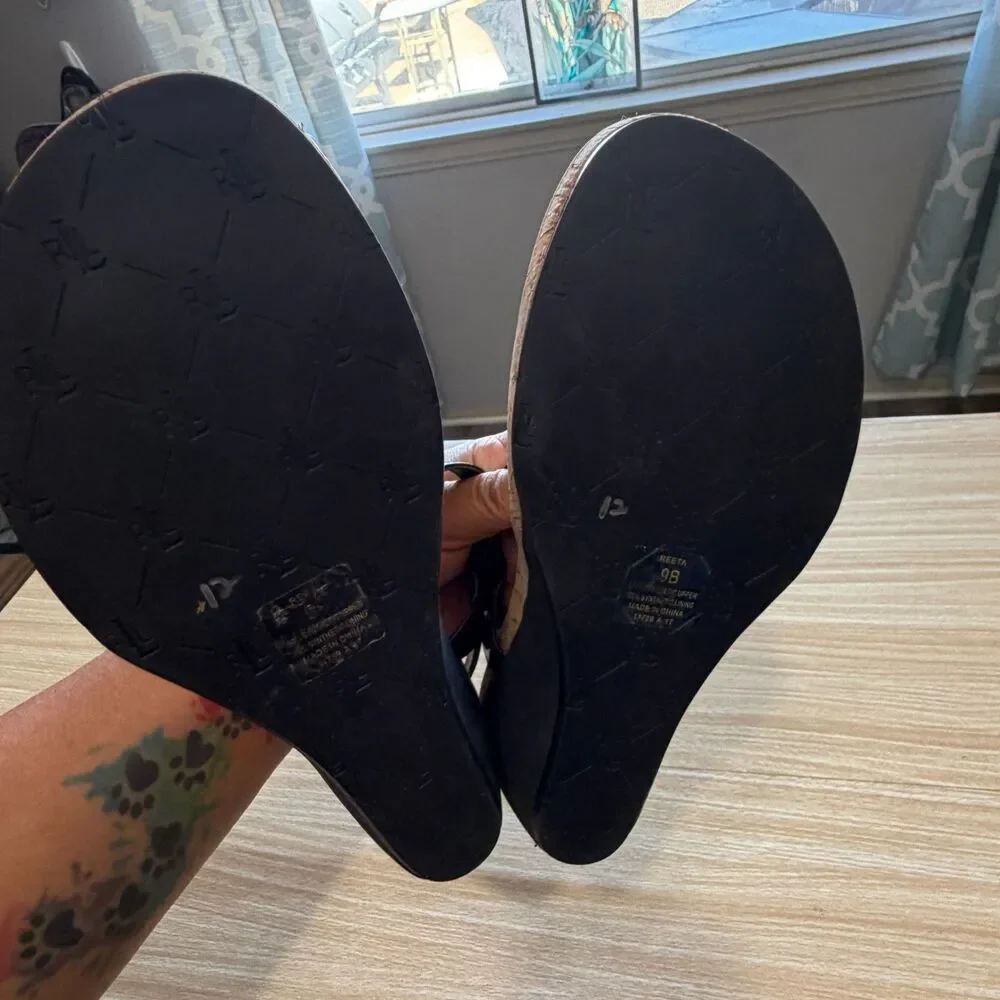 Lauren Ralph Lauren Reeta Thong Wedge Sandals Size 9